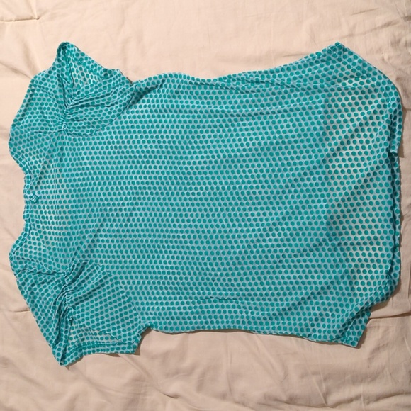 Prana greenish polka dot cap sleeve top light & breezy - Picture 2 of 7